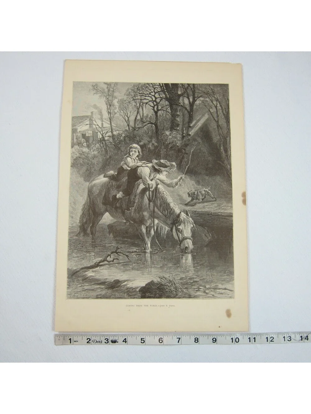 Antique 1874 Wood Engraving Print Coming From the Forge John S. Davis The Aldine